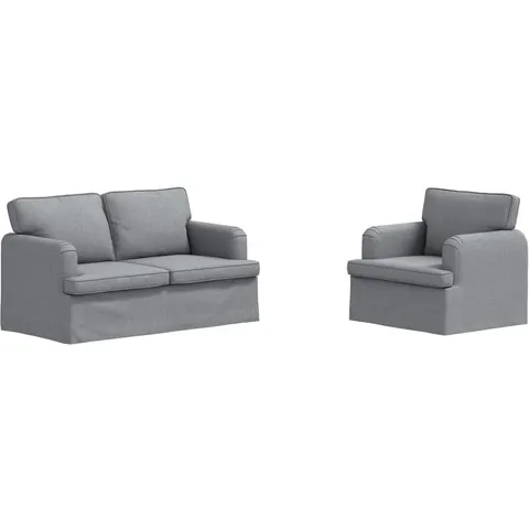 vidaXL Ensemble de Canapés 2 pc Gris clair tissu – 374034 – image 3