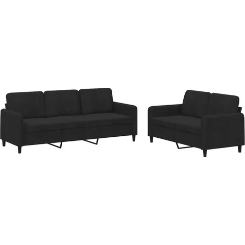 vidaXL Ensemble de canapés 2 pcs noir velours – 069862 – image 2