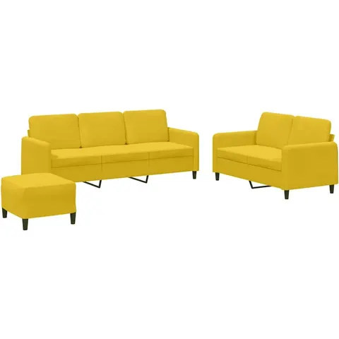 vidaXL Ensemble de canapés 3 pcs jaune velours – 069978 – image 2