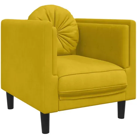 vidaXL Fauteuil avec coussin jaune velours – image 2