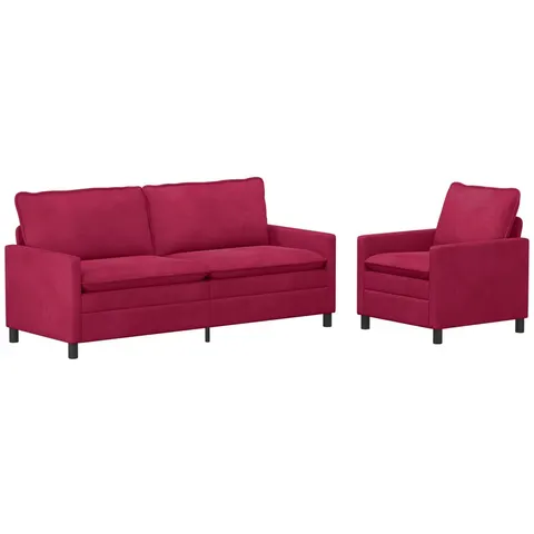 vidaXL Ensemble de Canapés 2 pc Bordeaux Velours – 594043 – image 2
