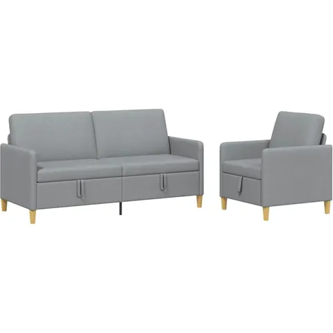 vidaXL Canapé avec rangement 2 pcs Gris clair Polyester – image 2