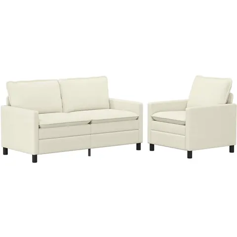 vidaXL Ensemble de Canapés 2 pc Crème Tissu – 593763 – image 2
