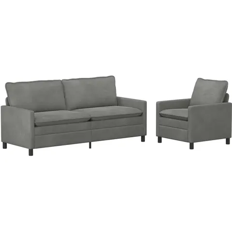 vidaXL Ensemble de Canapés 2 pc Gris foncé Velours – 594012 – image 2
