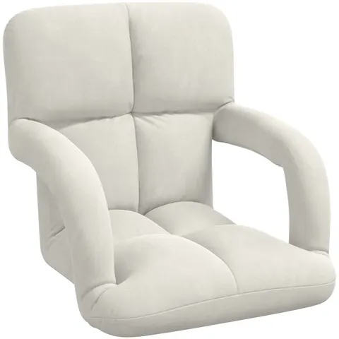 vidaXL Fauteuil de sol ajustable Crème Velours – 531437 – image 2