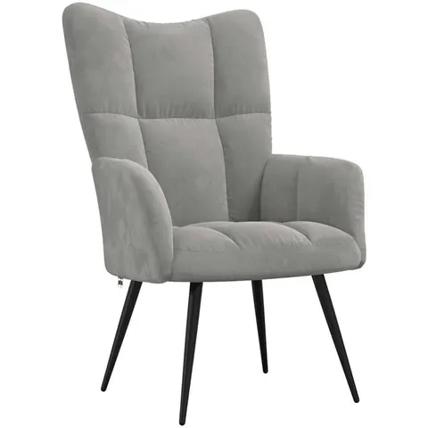 vidaXL Chaise de relaxation Gris clair Velours – 424445 – image 2