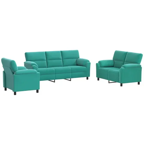 vidaXL Ensemble de Canapés 3 pcs Turquoise Velours – 295075 – image 2
