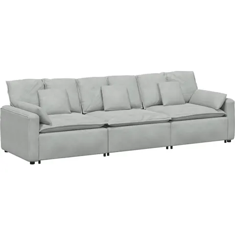 vidaXL Canapé modulable avec coussins gris clair – 641137 – image 3