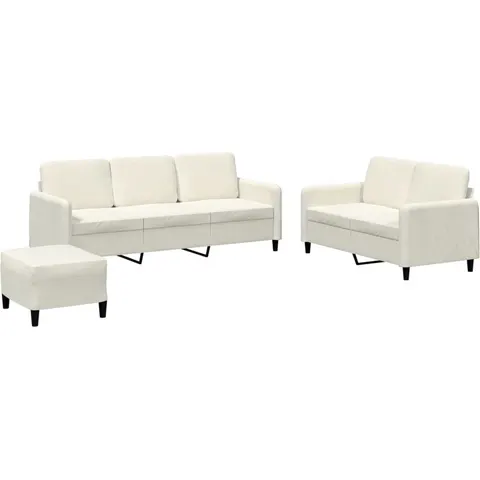 vidaXL Ensemble de canapés 3 pcs crème velours – 069992 – image 2