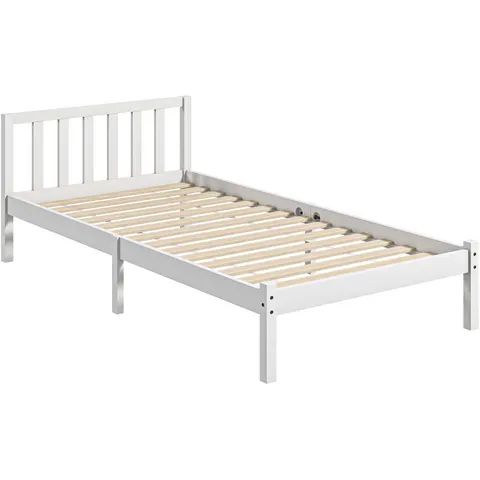 HOMCOM Bedframe - Grenenhout - 198x96x70cm - Wit – afbeelding 2