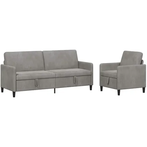 vidaXL Canapé avec rangement 2 pc Gris clair Polyester – 203070 – image 2