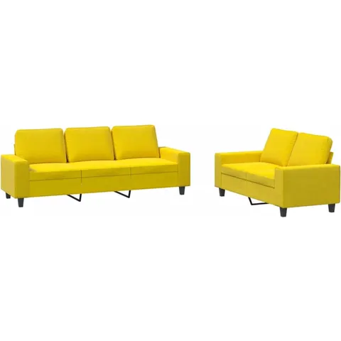 vidaXL Ensemble de canapés 2 pcs jaune clair tissu – 068704 – image 2