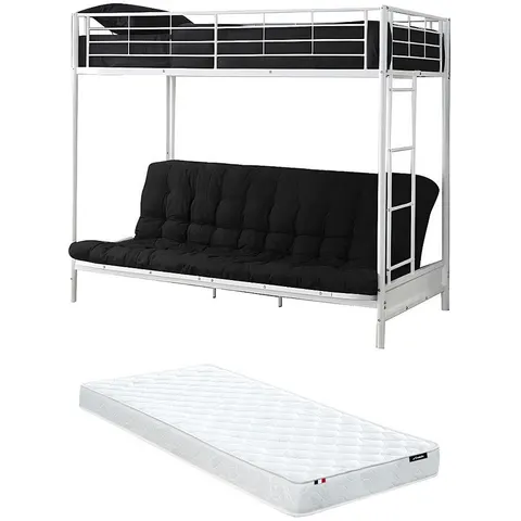 Vente-unique Hoogslaper metaal wit 90 x 190 cm – afbeelding 2