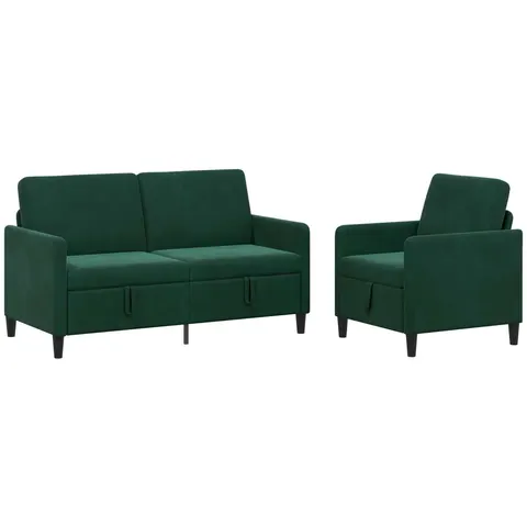 vidaXL Canapé avec rangement 2 pc Vert foncé Polyester – 202530 – image 2
