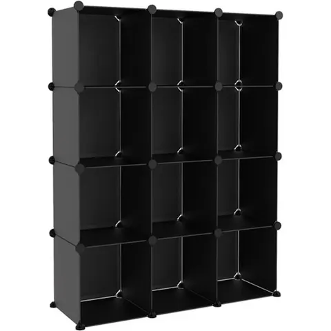 vidaXL Cubes de rangement 12 pcs Noir PP – image 2