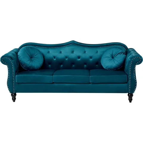 SKIEN - Driezitsbank - Groenblauw - Fluweel – afbeelding 2