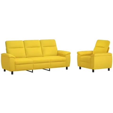 vidaXL Ensemble de Canapés 2 pcs Jaune clair Tissu – 296652 – image 2