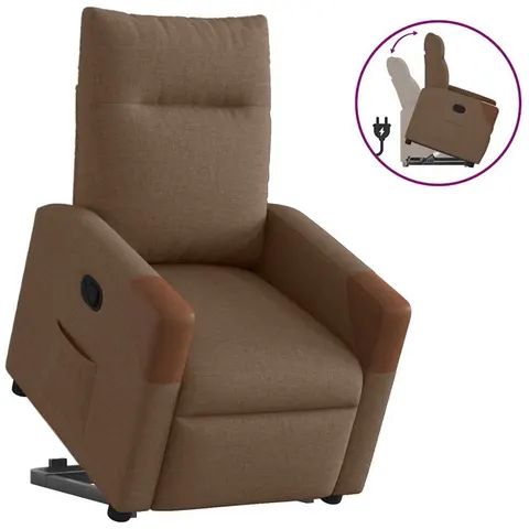 vidaXL Fauteuil inclinable Marron Tissu – 643797 – image 2