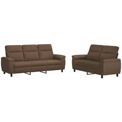 vidaXL Ensemble de Canapés 2 pcs Marron Tissu – 297611 – image 2