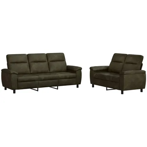 vidaXL Ensemble de Canapés 2 pcs Vert armée Simili daim – 297468 – image 2