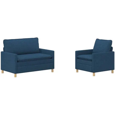 vidaXL Ensemble de Canapés 2 pc Bleu Tissu – 593152 – image 2