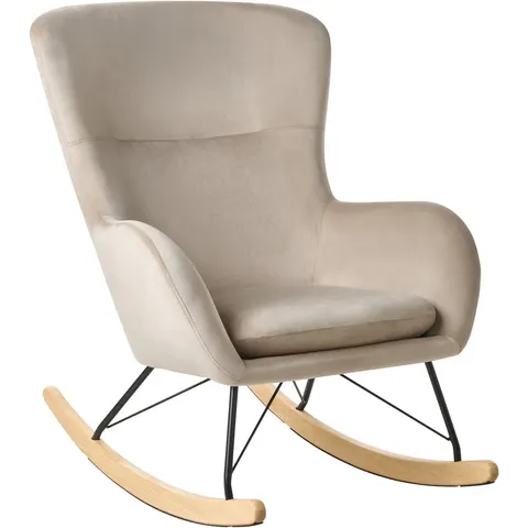 ELLAN - Schommelstoel - Beige - Fluweel – afbeelding 2