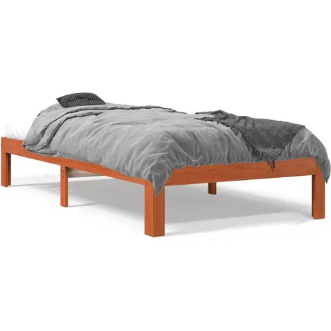 vidaXL Bed Frame Brun cire 100 x 200 cm Solid pine wood – image 2