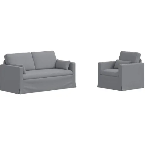 vidaXL Ensemble de Canapés 2 pc Gris clair tissu – 374249 – image 2