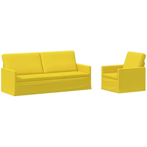 vidaXL Ensemble de Canapés 2 pcs Jaune clair Tissu – 320210 – image 2