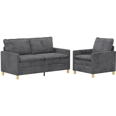 vidaXL Ensemble de Canapés 2 pc Gris foncé Polyester – 593824 – image 2