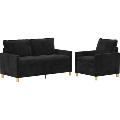 vidaXL Ensemble de Canapés 2 pc Noir Polyester – 593831 – image 2
