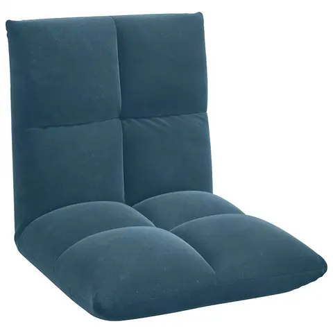 vidaXL Fauteuil de sol ajustable Bleu Velours – 531611 – image 2