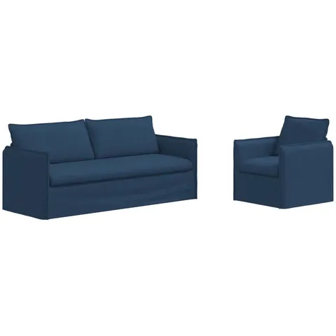 vidaXL Ensemble de Canapés 2 pc Bleu Tissu – 375048 – image 2