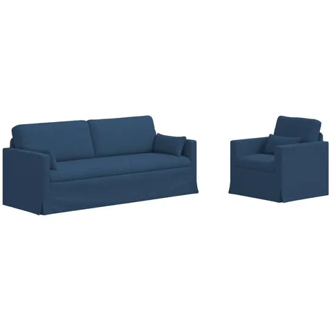 vidaXL Ensemble de Canapés 2 pc Bleu tissu – 374744 – image 2