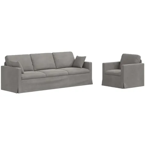 vidaXL Ensemble de Canapés 2 pc Gris clair Velours – 375123 – image 2