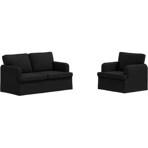 vidaXL Ensemble de Canapés 2 pc Noir tissu – 374058 – image 3