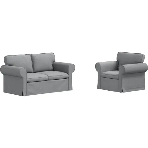 vidaXL Ensemble de Canapés 2 pc Gris clair tissu – 373730 – image 3