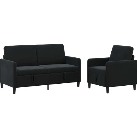 vidaXL Canapé avec rangement 2 pc Noir Polyester – 202578 – image 2