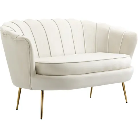 HOMCOM-Tweezitsbank-Polyester-130x77x77cm-Crème – afbeelding 2