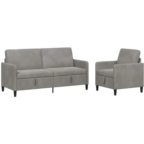 vidaXL Canapé avec rangement 2 pc Gris clair Polyester – 202790 – image 2