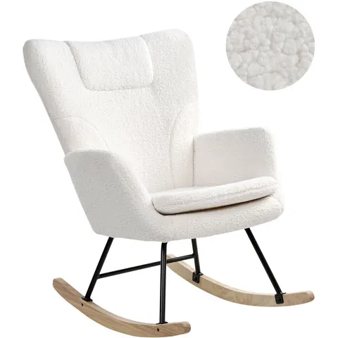 SANDVE - Schommelstoel - Wit - Bouclé – afbeelding 2