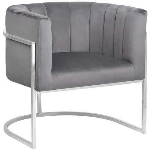 LARVIK - Fauteuil - Grijs - Fluweel – afbeelding 2