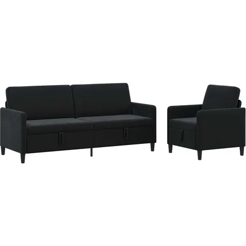 vidaXL Canapé avec rangement 2 pc Noir Polyester – 203131 – image 2