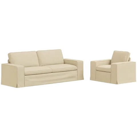 vidaXL Ensemble de Canapés 2 pc Crème tissu – 374805 – image 2