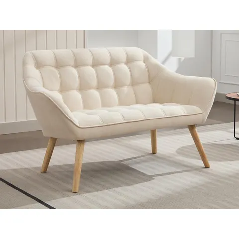 vente-unique.com Canapé fixe polyester 2 places beige 127x77x73cm – image 2