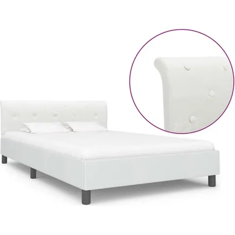 vidaXL - Bedframe - kunstleer - wit - 140x200 - cm – 698045 – afbeelding 2