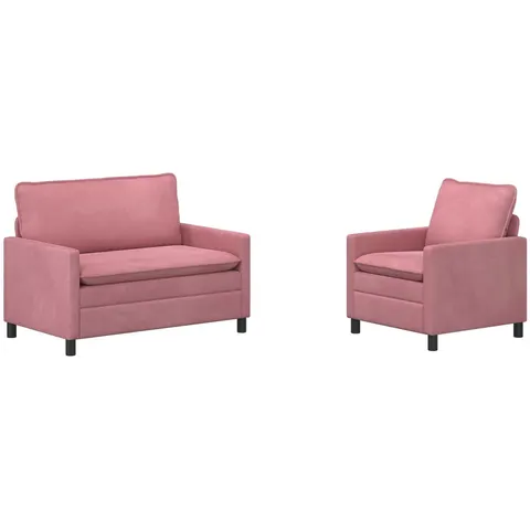 vidaXL Ensemble de Canapés 2 pc Rose Velours – 593190 – image 2