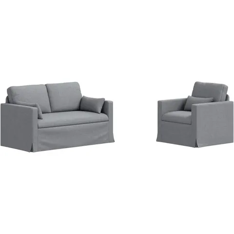 vidaXL Ensemble de Canapés 2 pc Gris clair tissu – 373808 – image 2