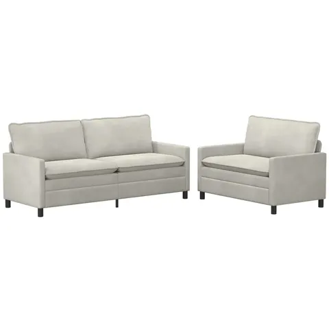 vidaXL Ensemble de Canapés 2 pc Crème Velours – 594258 – image 2