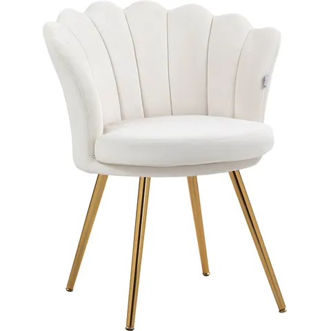 HOMCOM-Accentstoel - 100% Polyester Fluweel - 67x64x77cm - Crème – afbeelding 2
